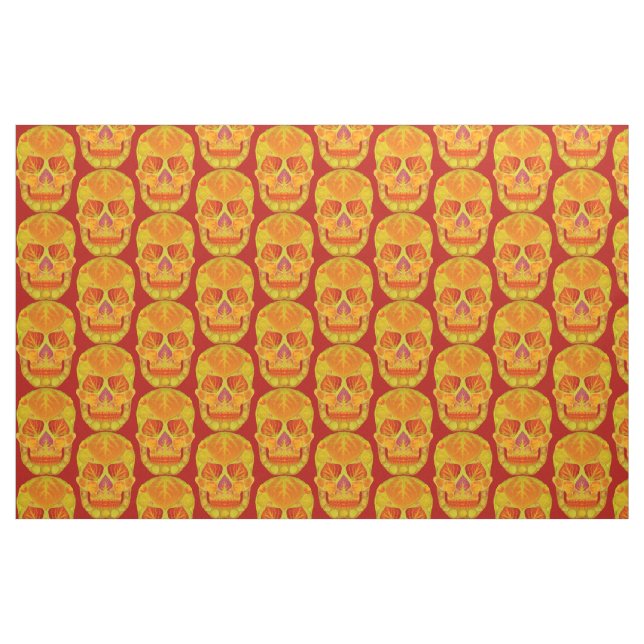Tela Aspen Leaf Skull 13 ("Cuarto gordo" (fat quarter))