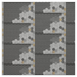 Tela Astract Geométrico Chevron Gris Amarillo hexágono