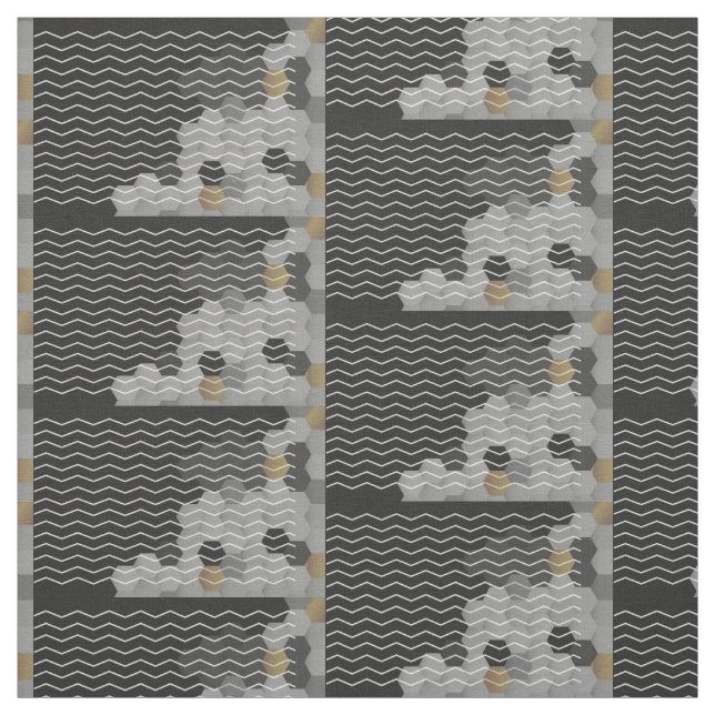 Tela Astract Geométrico Chevron Gris Amarillo hexágono (Retal)