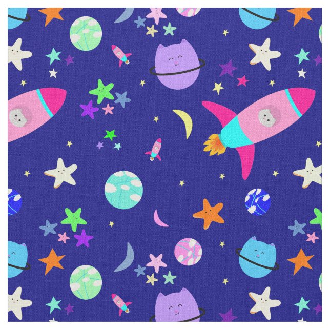 Tela astronaut cat spaceship galaxy (De cerca)