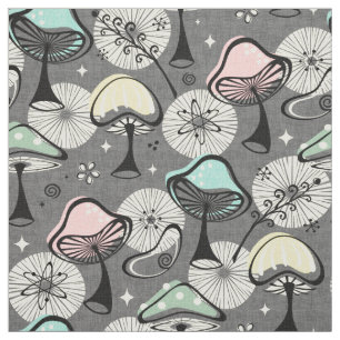Tela Atómico 50 Mid Mod Mushrooms Gray ©studioxtine