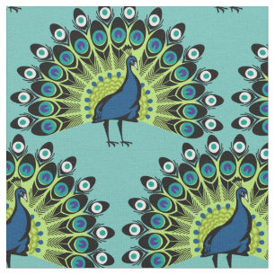 Tela Atractivo patrón de pavo real azul y verde