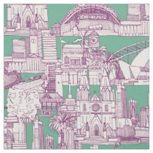 Tela Australia toile de jouy púrpura menta