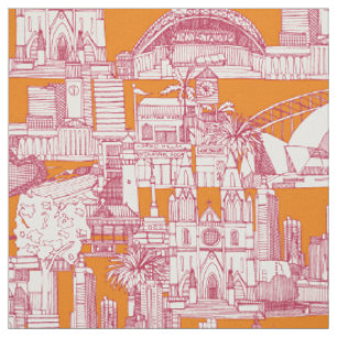 Tela Australia toile de jouy viva magenta satsuma
