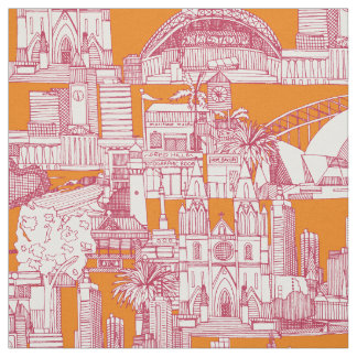 Tela Australia toile de jouy viva magenta satsuma