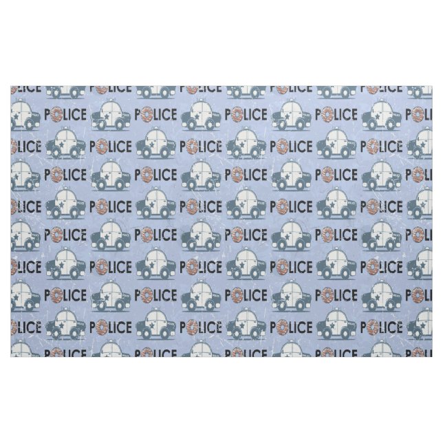 Tela Auto de la policía retro se cae azul ("Cuarto gordo" (fat quarter))