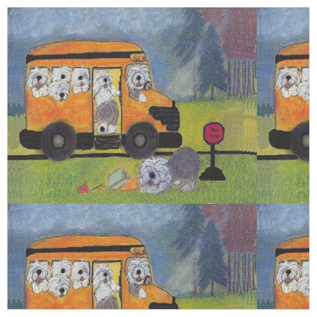Tela Autobús inglés viejo de Wigglebottom del perro (De cerca)