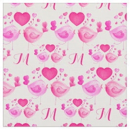 Tela Aves amorosas arte monograma modelo de repetición 