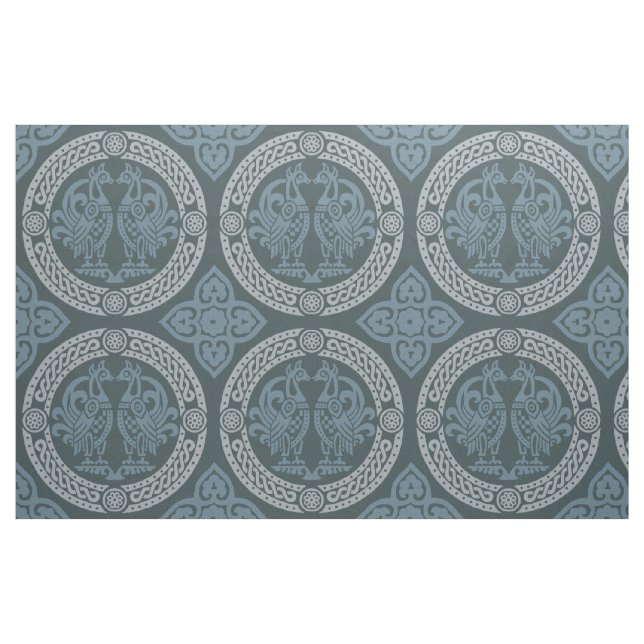 Tela Aves bizantinas, añil ("Cuarto gordo" (fat quarter))