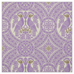 Tela Aves bizantinas Lilac y Brass-Yellow