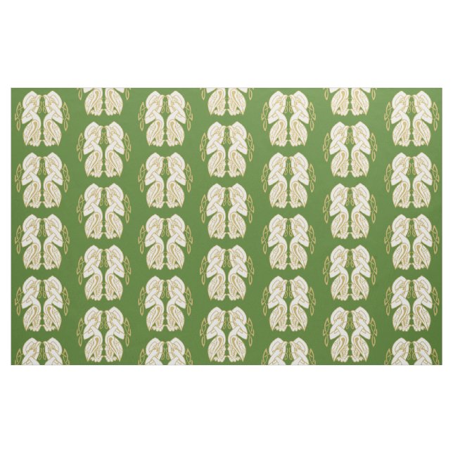 Tela Aves celtas doradas y blancas ("Cuarto gordo" (fat quarter))