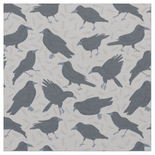Tela Aves de Black Crows con estampado gris