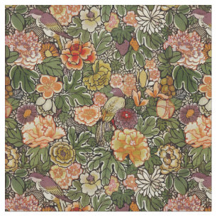 Tela Aves, Fruta, Flores y Patrón de Foliage