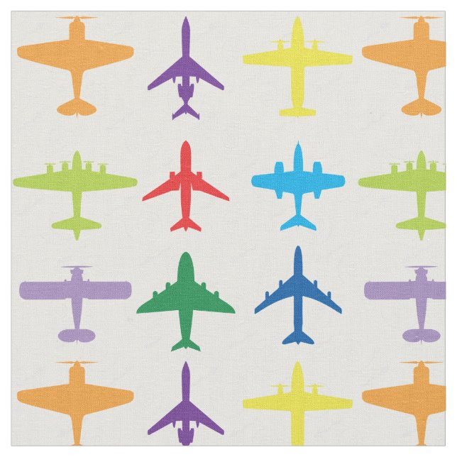 Tela Aviones, fondo blanco, tamaño de mosaico personali (De cerca)