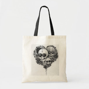 Tela azucare el bolso del corazón de la flor negra y