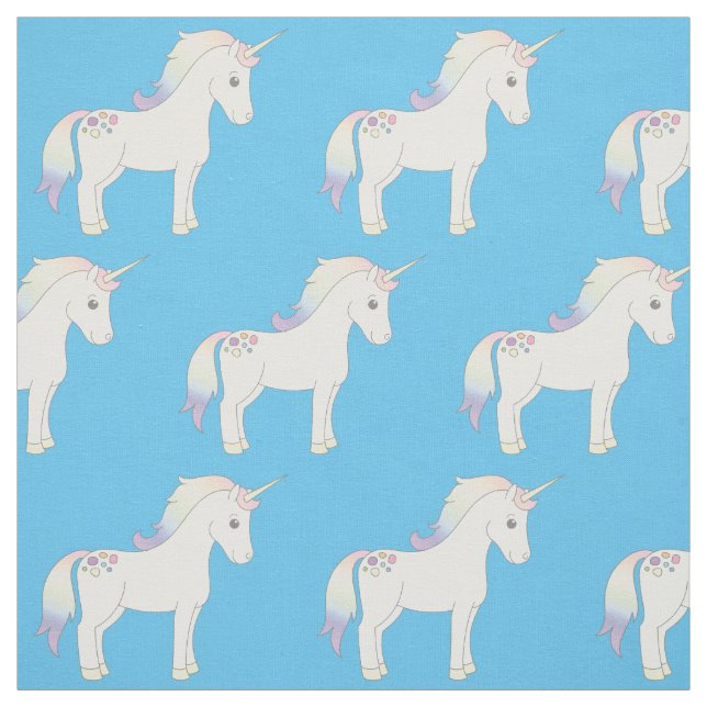 Tela Azul arcoiris pastel de unicornio (Retal)