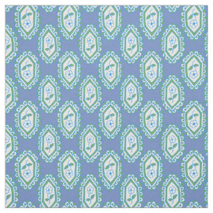 Tela Azul Chic Vintage Patrón Floral de Periwinkle