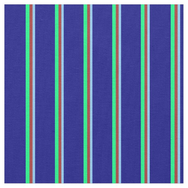 Tela Azul cielo claro, marrón, verde y azul (De cerca)