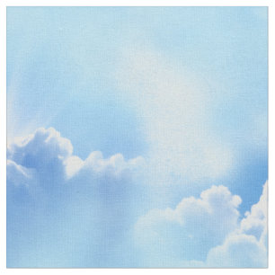 Tela Azul cielo con nubes onduladas repetidas
