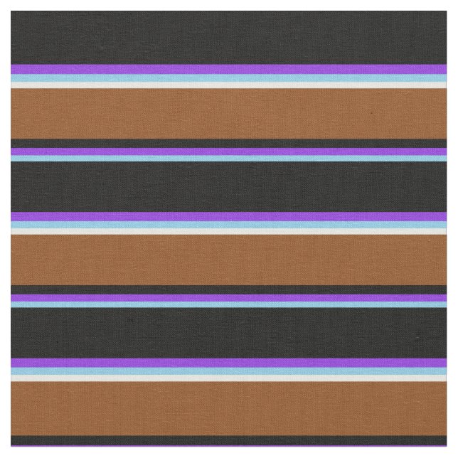 Tela Azul cielo, morado, negro, marrón y blanco (De cerca)