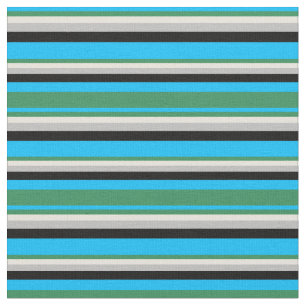Tela Azul cielo profundo, verde mar, beige, gris y negr