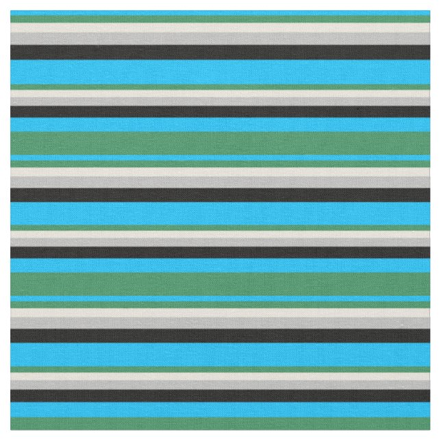 Tela Azul cielo profundo, verde mar, beige, gris y negr (De cerca)