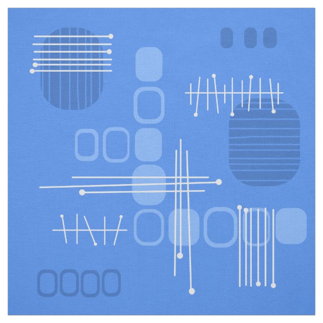 Tela Azul de Barkcloth de resumen atómico (Retal)