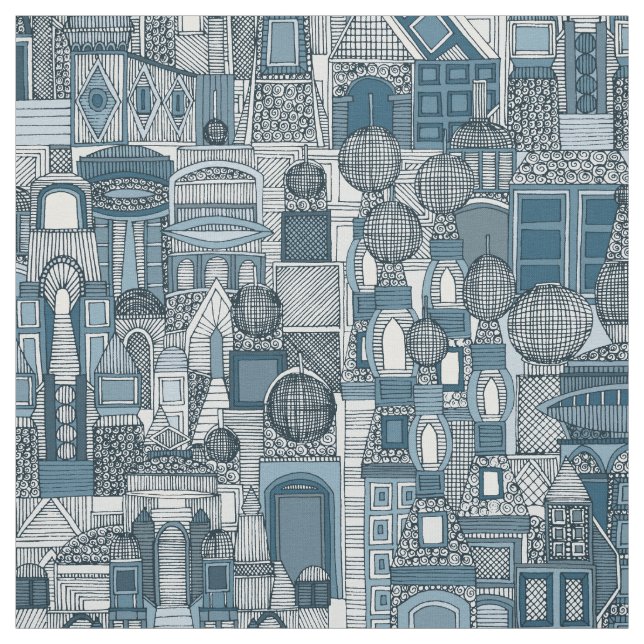 Tela azul de la ciudad espacial (Retal)