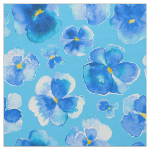Tela azul del arte de la flor de la acuarela de