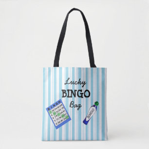 Tela Azul del bolso del BINGO de la buena suerte rayado