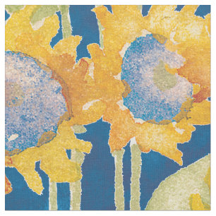 Tela Azul del estampado de flores del girasol