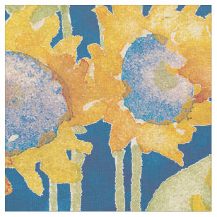 Tela Azul del estampado de flores del girasol
