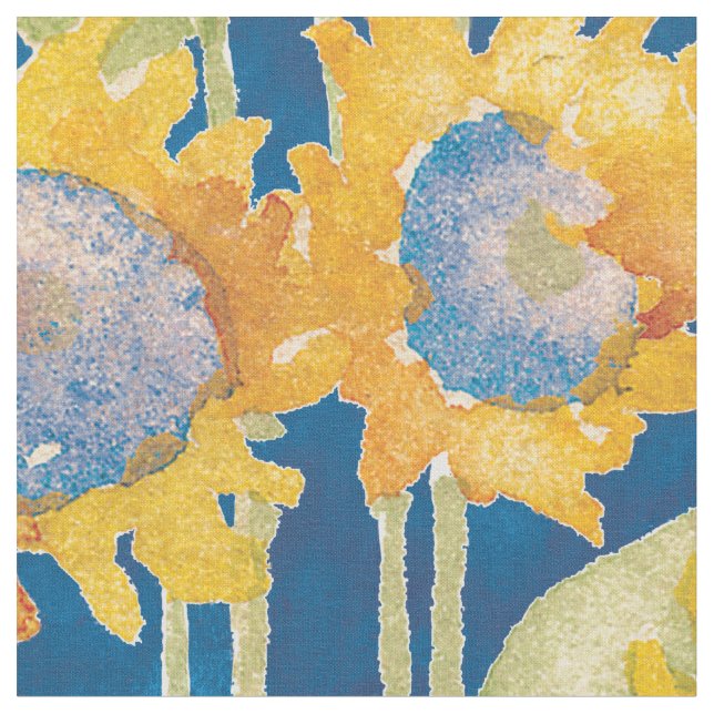Tela Azul del estampado de flores del girasol (De cerca)