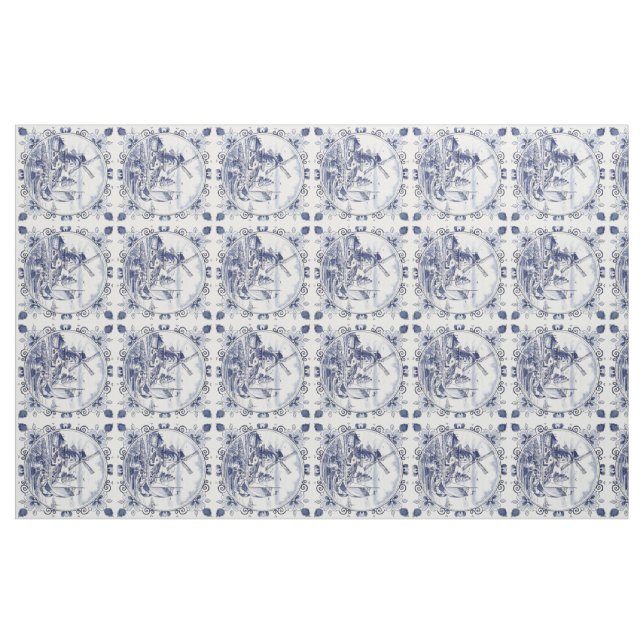 Tela Azul Delft De Vintage Holandés (Yarda)
