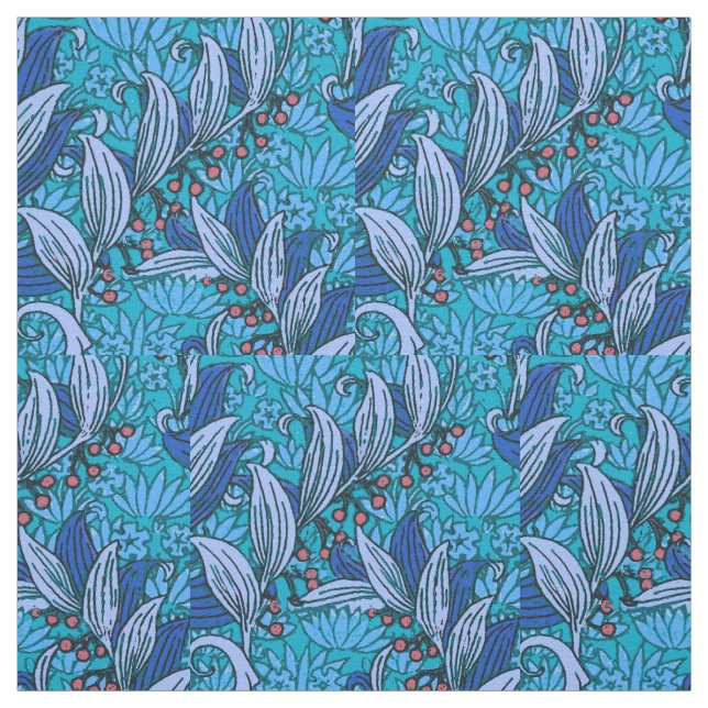 Tela Azul Floral Antiguo Boho Moderno (Retal)