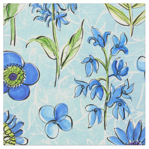 Tela Azul floral de Boho