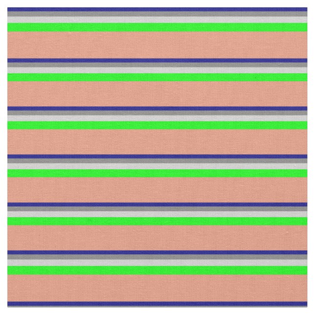 Tela Azul, Gris, Gris claro, Lime y Salmón oscuro (De cerca)