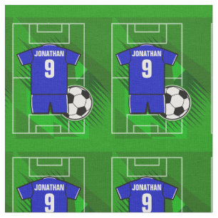 Tela Azul Jersey de fútbol personalizado con blanco