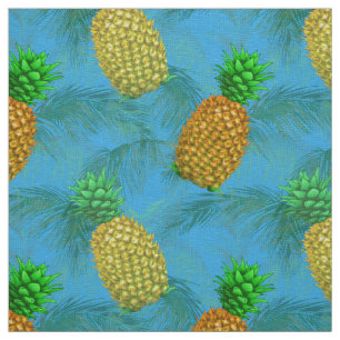 Tela Azul marino hawaiano de piña