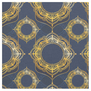 Tela Azul marino o violeta con Mandalas doradas