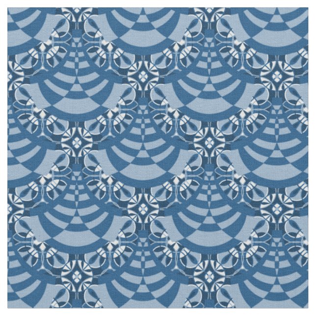 Tela Azul moderno Deco Gran Patrón de repetición (De cerca)
