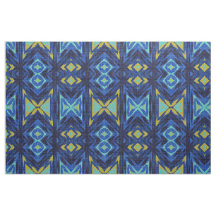 Tela Azul Oscuro Aqua Turquesa Verde Amarillo Look Étni
