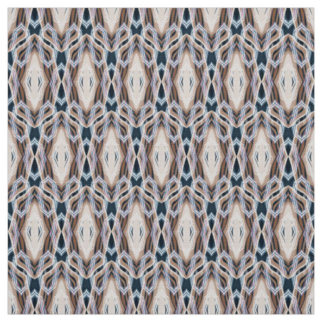Tela azul oscuro beige arte Deco geométrico (Retal)