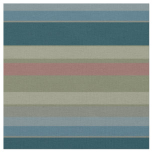 Tela Azul Polvoriento, Turquesa, Beige, Coral, Rayas Ol