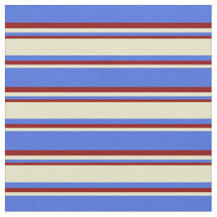 Tela Azul real, Goldenrod pálido y franjas rojas oscura