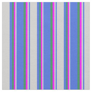 Tela Azul real, gris claro, fucsia y verde marino