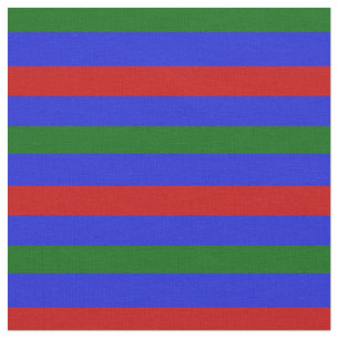 Tela azul real, verde de la isla, estípite rojo, rayas
