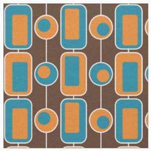 Tela Azul retro, Naranja y marrón
