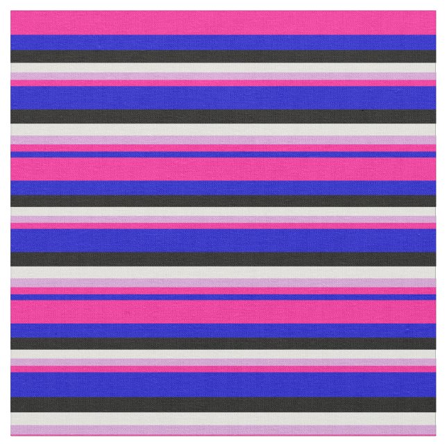 Tela Azul, rosa profundo, ciruela clara y negro (De cerca)