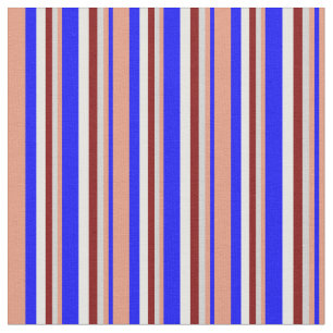 Tela Azul, Salmón oscuro, gris claro, marrón y blanco